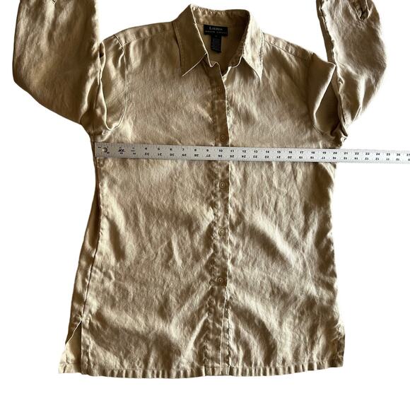 Lauren Ralph Lauren 100% Linen Minimalist Natural Beige Tunic Shirt M - Picture 5 of 7